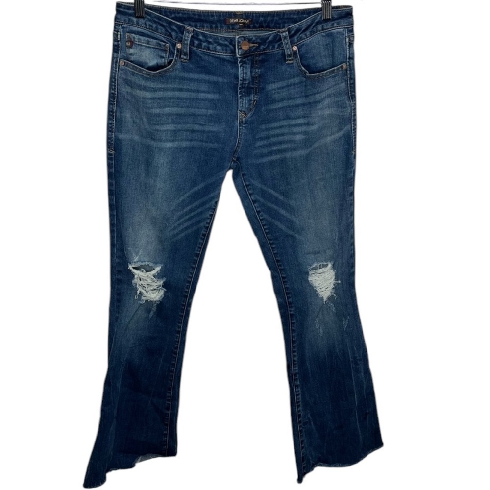 Dear John Distressed Flair Medium Wash Jeans Women Size 30